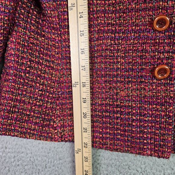 Maggy London Petites Cropped Tweed Silk Blend Blazer Pink Multicolor Classic - Picture 11 of 16